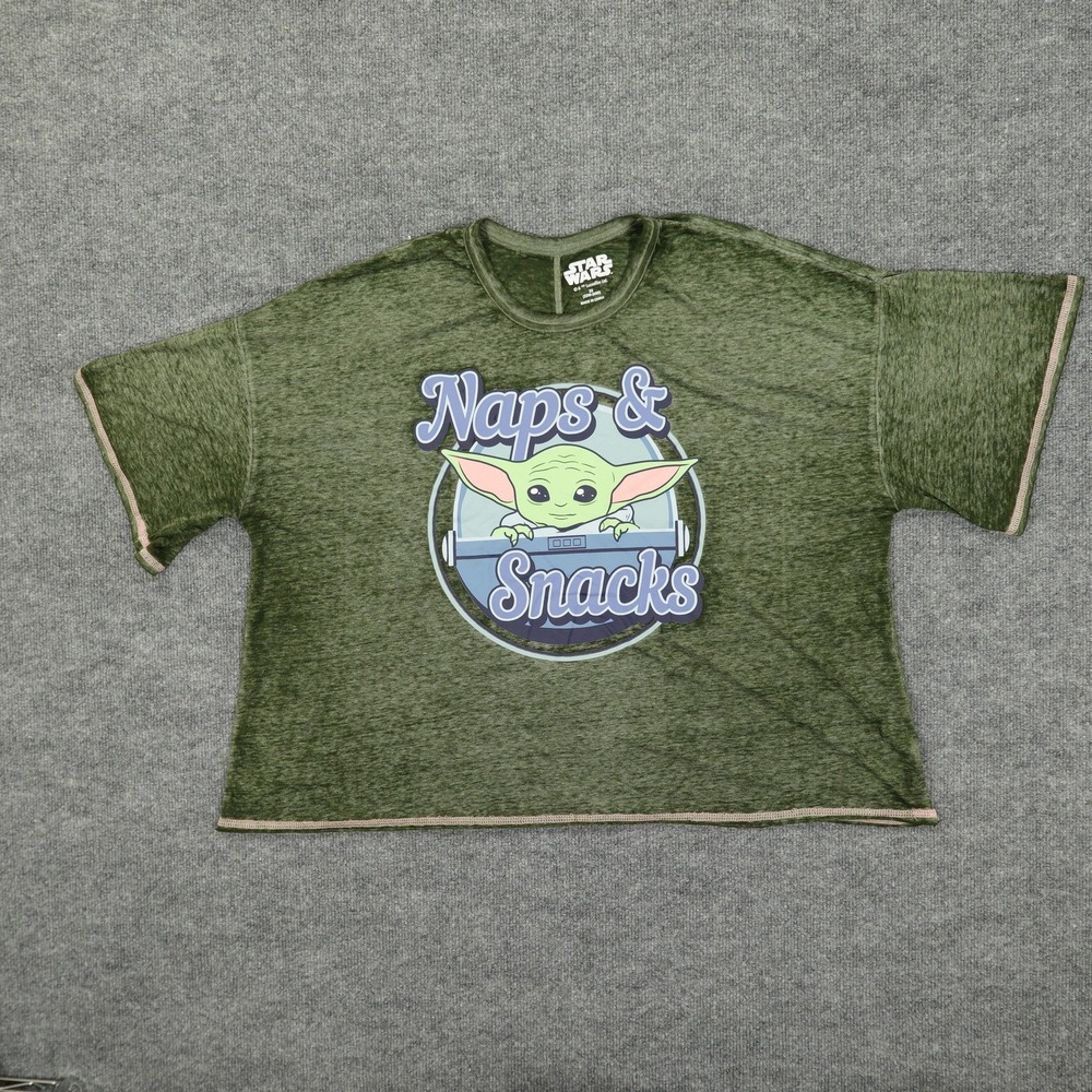 Star Wars Grogu Baby Yoda Shirt Womens 3X Green Naps Snacks Sleepwear Tee